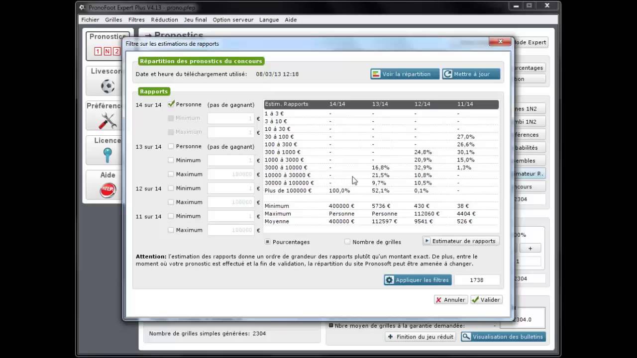 Estimation rapport loto foot
