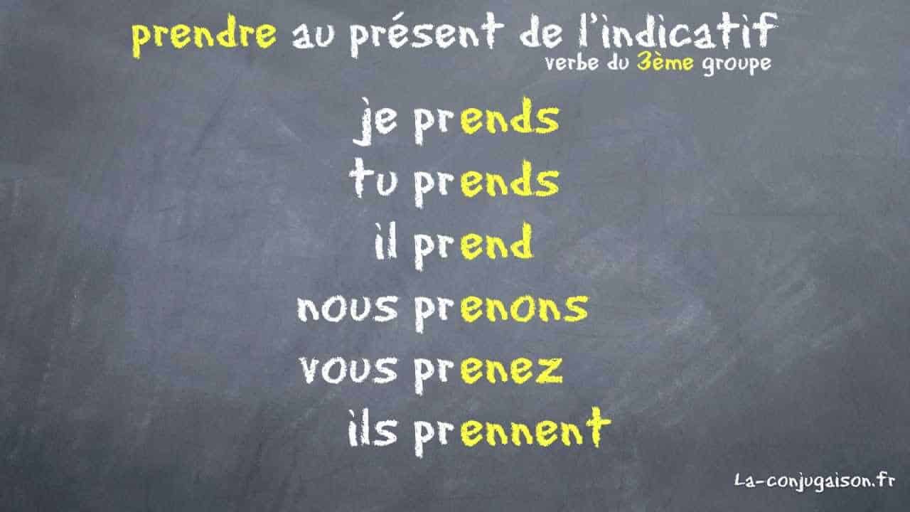Verbe prendre au présent