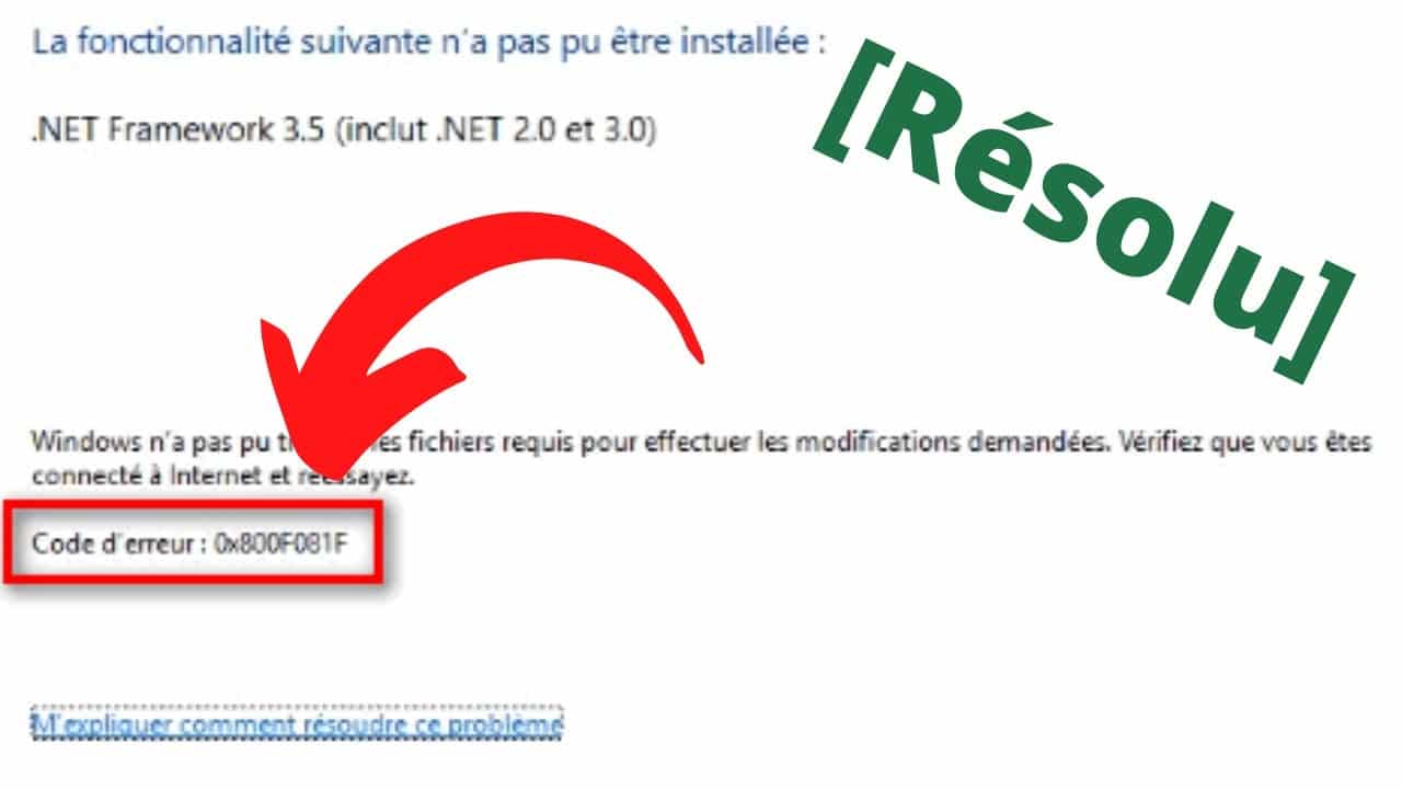 Erreur D’installation 0X800F081F