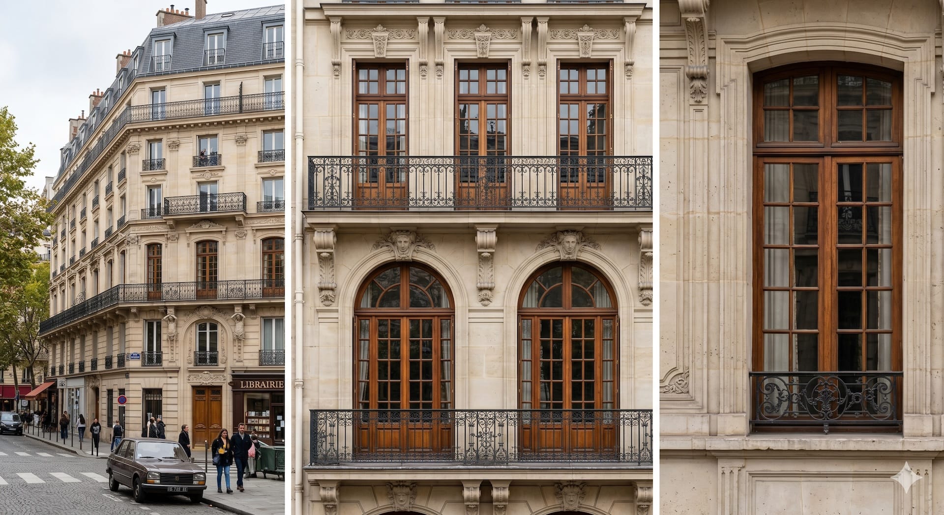 fenetres en bois sur immeuble haussmannien paris